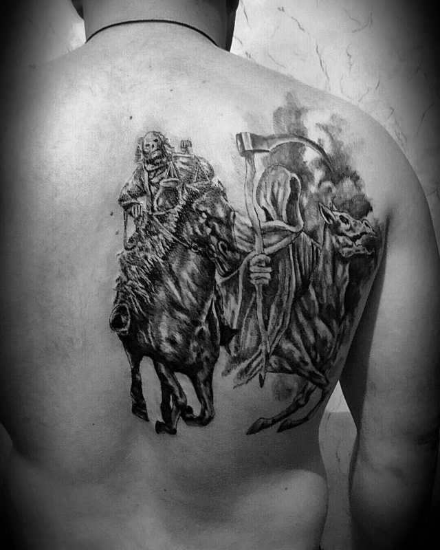 Tatouage des 4 cavaliers de l'Apocalypse