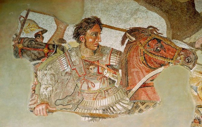 Alexandre le Grand sur un fragment d'une ancienne mosaïque romaine provenant de Pompéi