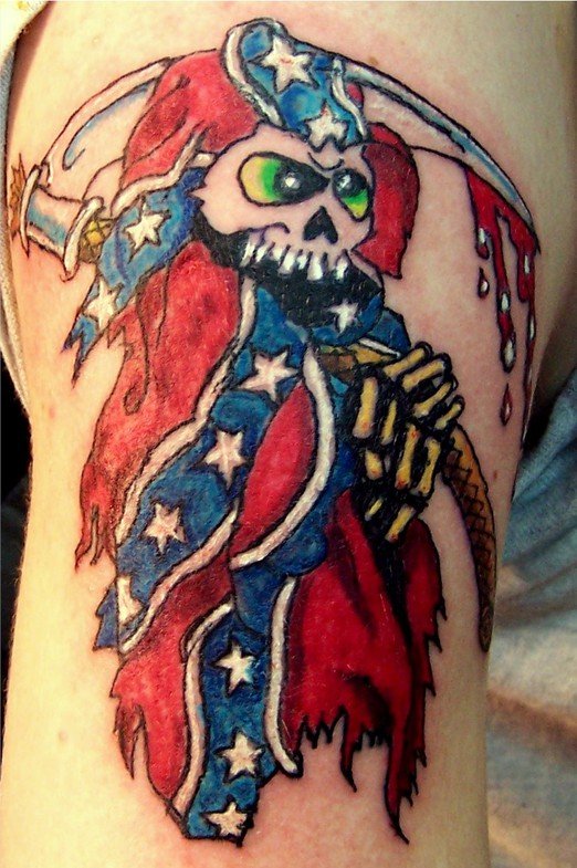 Tatouage de motard avec drapeau confédéré