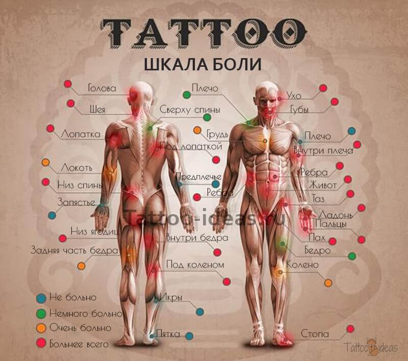 Est-ce que cela fait mal de se faire tatouer - Carte des douleurs liées au tatouage