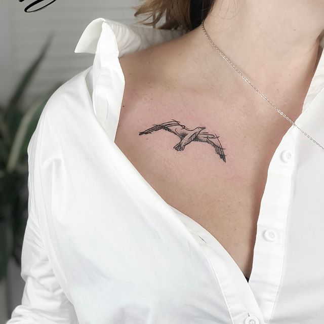Tatouage de mouette, croquis d'art