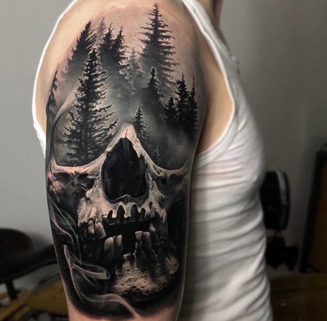 Crâne et bois - également un tatouage très cool