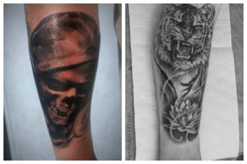 Crâne et tigre en noir et gris