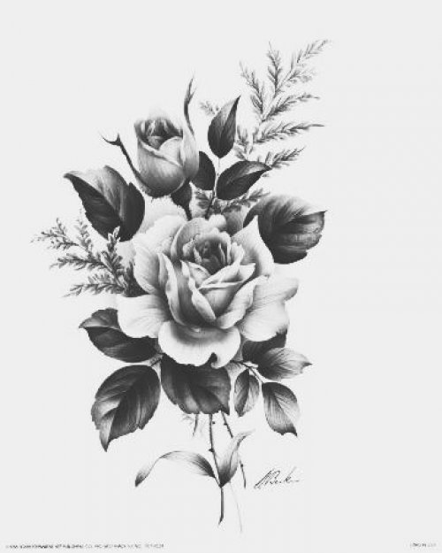 Dessin de tatouage Rose noire, rose pour cadeau