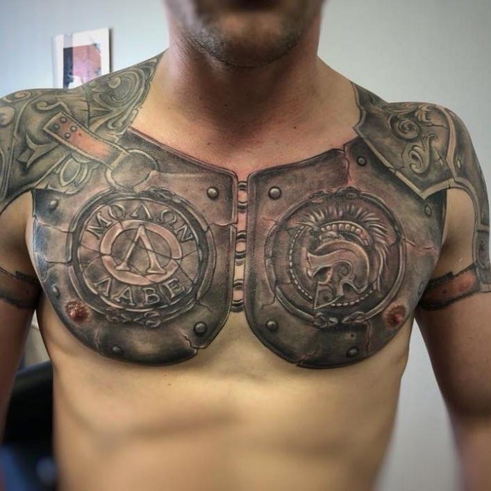 Armure de tatouage noir et blanc