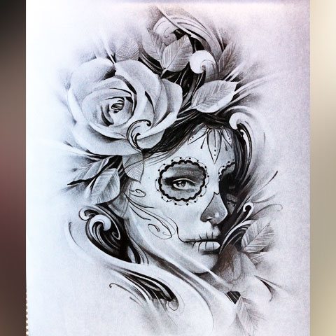 Croquis d'un tatouage chicano