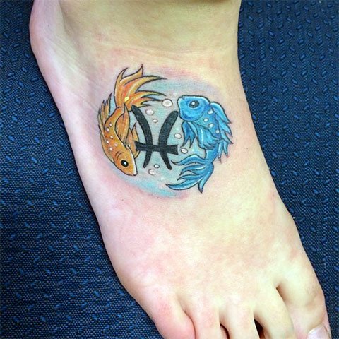 Tatouage en couleur - signe du zodiaque poisson
