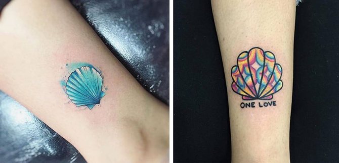 Tatouages de coquillages colorés
