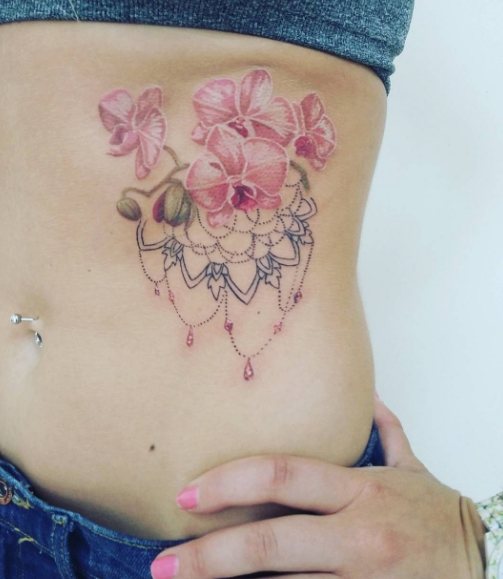 Fleurs avec dentelle - Style baroque