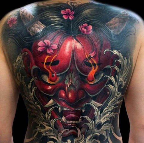 Tatouage Demon Oni. Signification, sur le bras, le dos, l'épaule, l'avant-bras