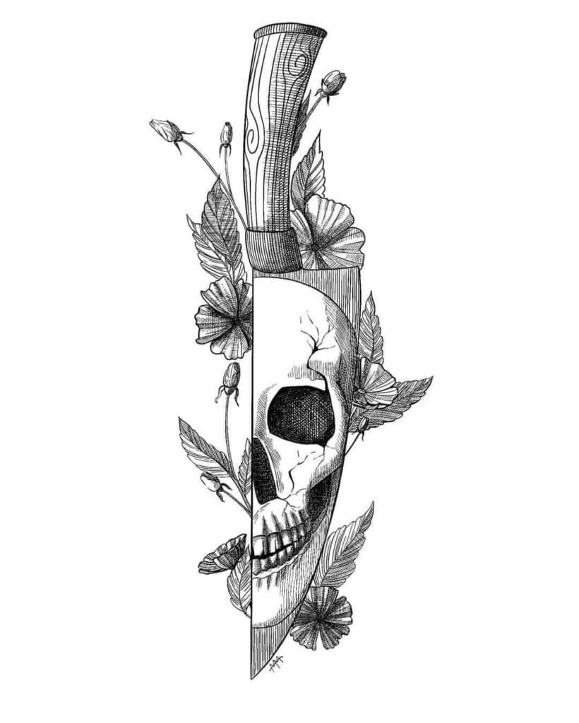 Croquis du crâne et de la dague