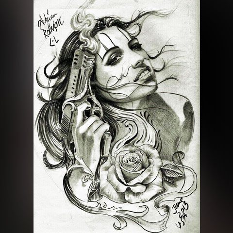 Croquis d'un tatouage chicano