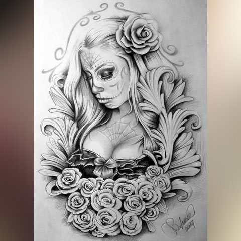 Croquis d'un tatouage chicano