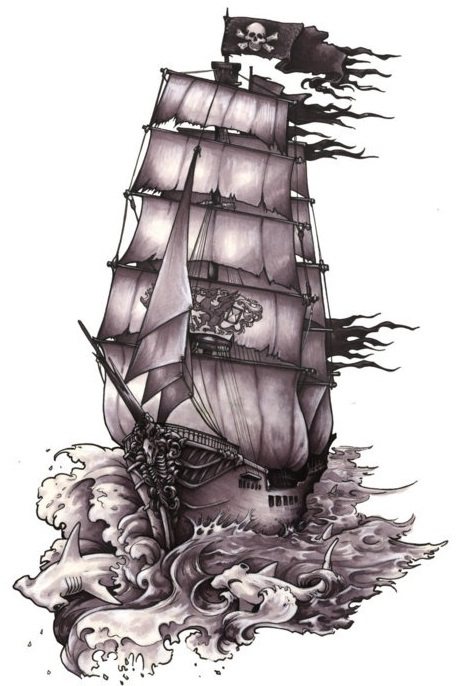 Croquis d'un bateau de tatouage