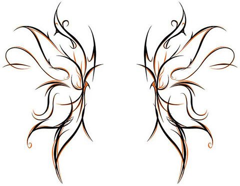 Croquis d'un tatouage d'ailes dans le dos pour les filles