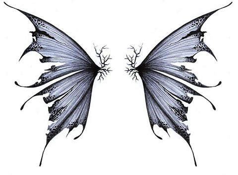 Croquis pour tatouage d'ailes sur le dos pour filles