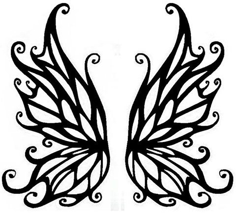 Croquis pour tatouage d'ailes sur le dos pour filles