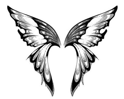 Croquis d'un tatouage d'ailes sur le dos d'une fille