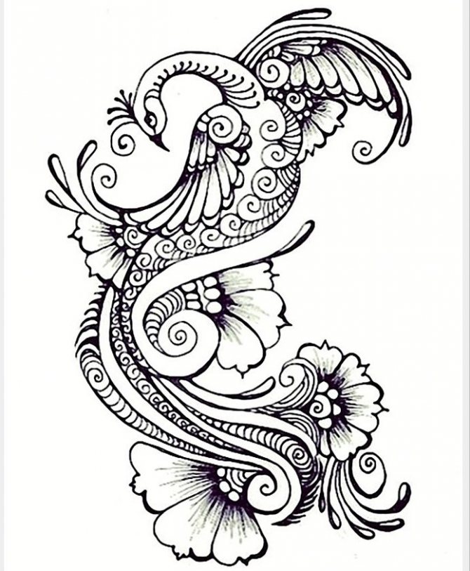 Croquis d'un tatouage de paon