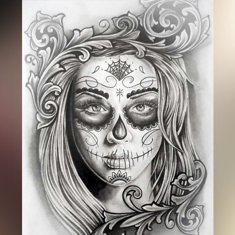 Croquis d'un tatouage chicano