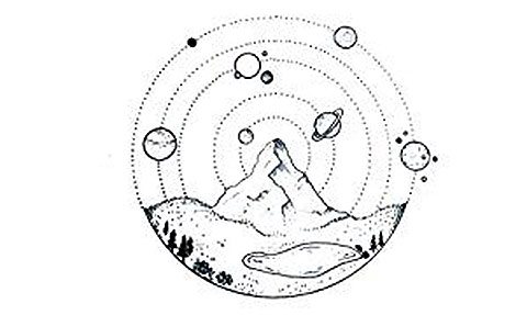 Croquis pour un tatouage avec des planètes