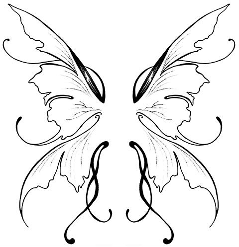 Esquisse d'un tatouage féminin d'ailes dans le dos