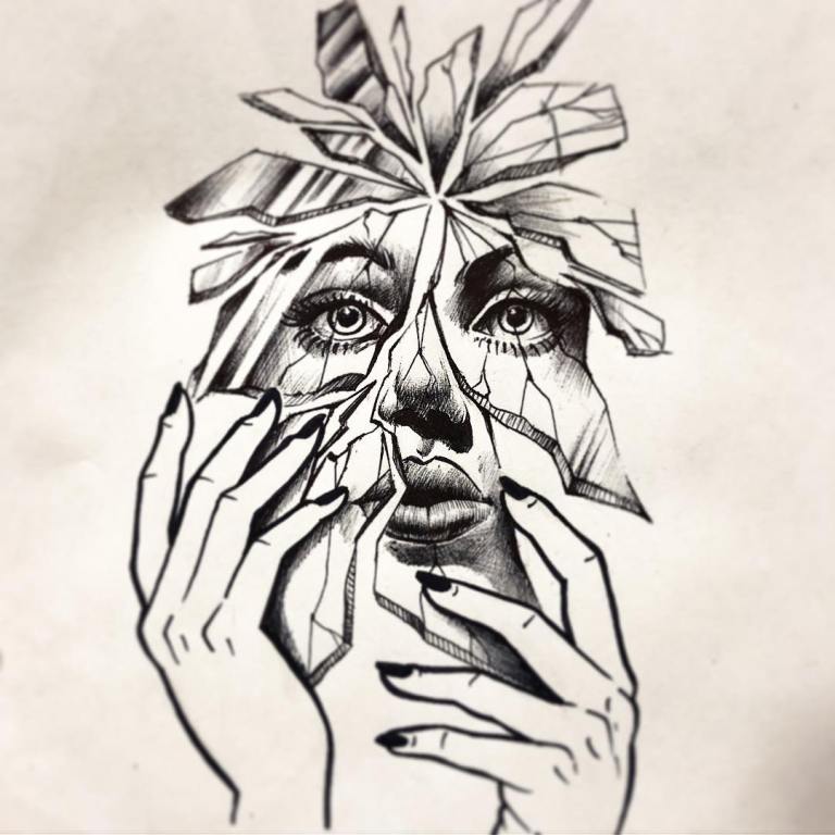 Sketch girl tattoo
