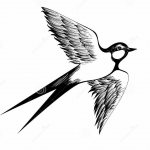 Croquis d'une hirondelle en vol