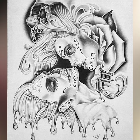 Esquisse d'un tatouage de style chicano