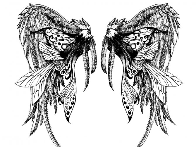 Esquisse d'un tatouage avec des ailes pour un homme