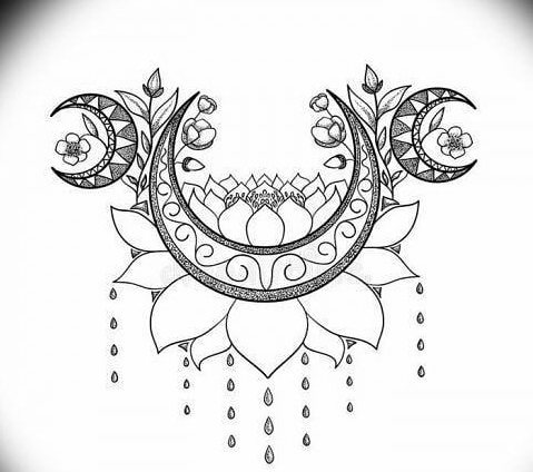 Esquisses pour le tatouage de la lune, mois