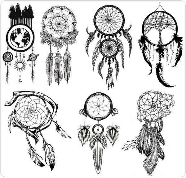 Esquisses de tatouages d'attrape-rêves