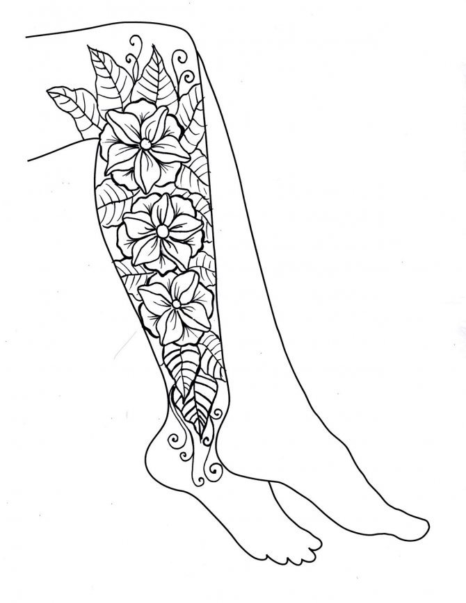 Croquis de mehendi sur une jambe pour les débutants