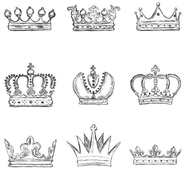 Dessine les motifs les plus intéressants pour les tatouages en forme de couronne.
