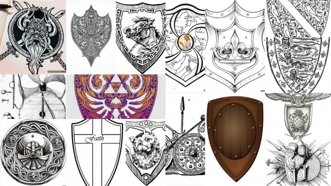 Esquisses de tatouage de bouclier