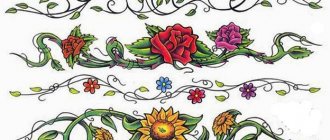 Motifs de tatouages pour filles sur le bras. Petites inscriptions, fleurs, géométrie, bracelet