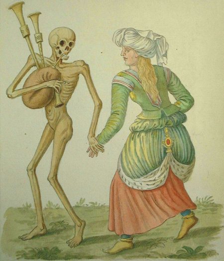 Fragment de la fresque La danse de la mort dans le petit cimetière de Bâle, Emmanuel Büchel, 1773