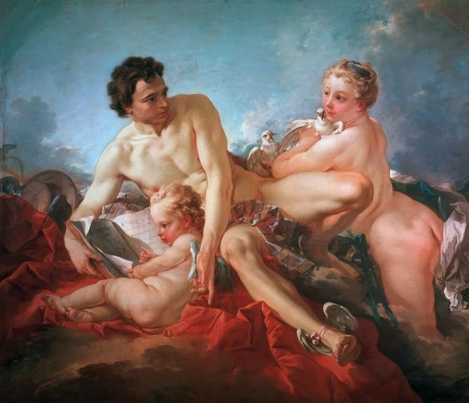 François Boucher enseignant Cupidon, 1742 Emplacement : Schloss Charlottenburg, Berlin, Allemagne