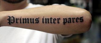 Phrase latine sur l'avant-bras