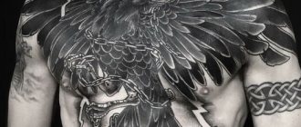 Tatouage Hugin et Munin. Signification, croquis sur le dos, l'épaule, le cou, la main