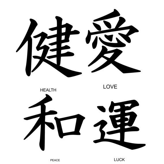 Hiéroglyphes amour amour bonheur bonne chance