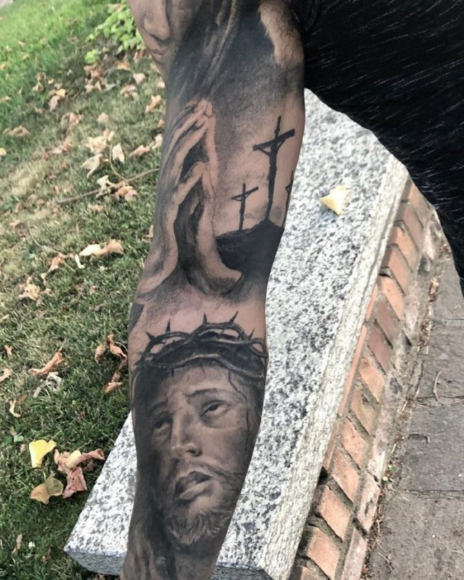 jésus sur le bras