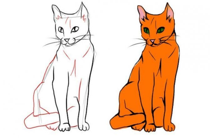 Comment dessiner un chat assis en pied