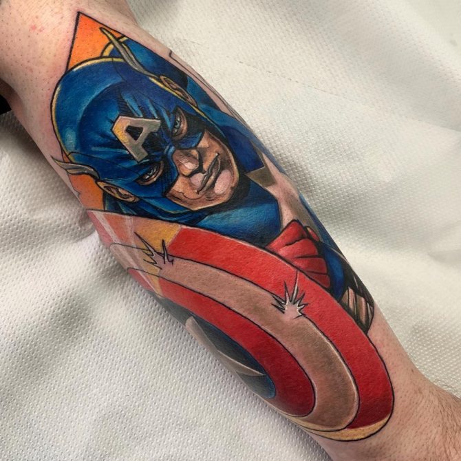 Captain America se cache derrière le bouclier