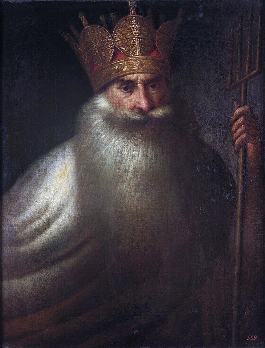 Peinture - Portrait d'un inconnu en costume de Neptune. Artiste inconnu. Galerie d'État Tretiakov, Moscou, Russie