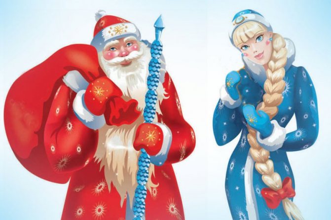 Images du Père Noël et de la jeune fille des neiges