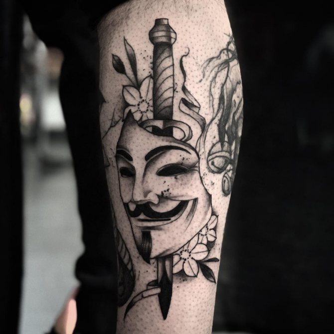 Poignard et masque de Guy Fawkes