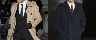 Les trenchs classiques sont généralement de couleur beige, mais on trouve des trenchs bleu foncé et noirs dans la garde-robe de l'acteur.