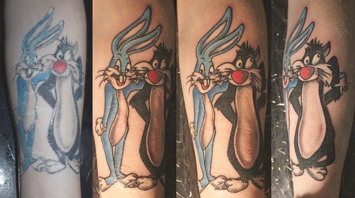 bains de quidam pour la correction des tatouages