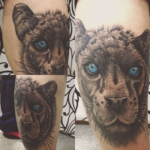 Magnifique tatouage de panthère sur les jambes